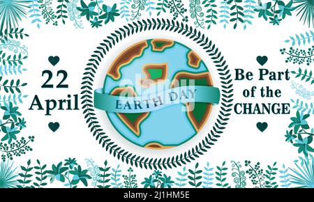 Affiche du jour de la Terre, 22 avril. Prospectus, invitation, affiche de la bannière de la journée de l'environnement, problèmes d'environnement, enregistrer l'illustration vectorielle Earth 3D Illustration de Vecteur