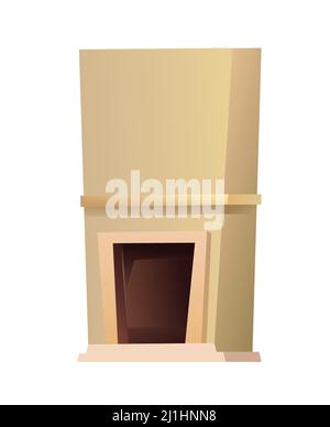 Cheminée avec cheminée et mantel pour le salon. Four ancien pour la cuisson au feu. Design minimaliste moderne. Maison foyer. Style de dessin animé. Obje Illustration de Vecteur