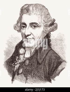 Gravure de Joseph Haydn (1732 – 1809) le compositeur autrichien, représentant de l'école classique de Vienne, l'un des fondateurs de ce ge musical Banque D'Images