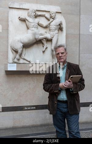 Numérisation numérique du Musée britannique Parthénon Marbles et sculptures. Roger Michel, expert de l'Institut d'archéologie numérique d'Oxford. Banque D'Images