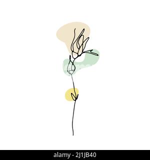 Un dessin de ligne rose. Fleur à une ligne dessinée à la main avec des formes abstraites neutres Illustration de Vecteur