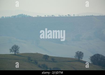 Pays de Galles depuis Offas Dyke Llanfair Hill Banque D'Images