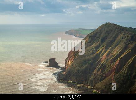 Vue à l'ouest de la côte est du Devon et les hauts sommets de Peak Hill près de Sidmouth sud-ouest de l'Angleterre britannique Banque D'Images
