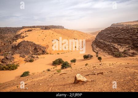 Vue sur le col de Tifoujar, Mauritanie Banque D'Images