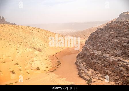 Vue sur le col de Tifoujar, Mauritanie Banque D'Images