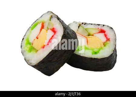 Deux Sushi maki isolés sur fond blanc Banque D'Images