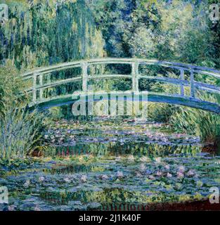 Les lilas d'eau de Claude Monet et le pont japonais (1899) célèbre peinture Banque D'Images