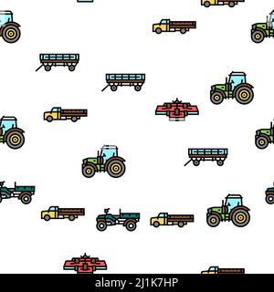 Modèle sans couture Vector pour l'équipement agricole et le transport Illustration de Vecteur