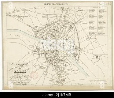 Carte ancienne des quartiers parisiens du 19th siècle. Petit atlas est magnifiquement coloré et illustré montrant le Paris à l'époque. Banque D'Images