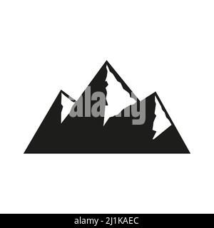 Icône montagne. Montagnes silhouette noire formes. Illustration de Vecteur