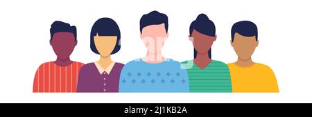 Équipe de gens d'affaires dans des vêtements décontractés. Groupe visages mâle et femelle. Illustration de Vecteur