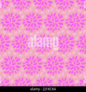 Motif biologique rose violet fleur dahlia motif sans couture, dessin textile et illustration de l'emballage Banque D'Images