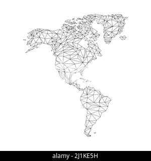 Carte de l'Amérique du Nord et du Sud. Carte du monde avec formes triangulaires. Illustration de Vecteur