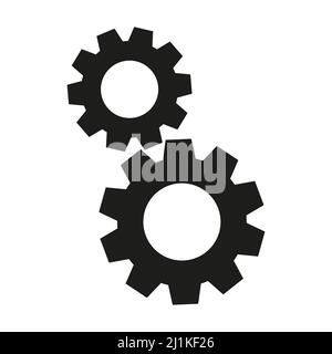 Icône engrenages. Symbole noir roue dentée. Vecteur isolé sur fond blanc Illustration de Vecteur