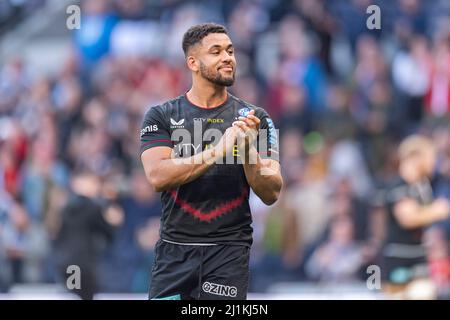 LONDRES, ROYAUME-UNI. 26th, mars 2022. Andy Christie de Saracens pendant Gallagher Premiership Rugby - Saracens vs Bristol Bears au Tottenham Hotspur Stadium le samedi 26 mars 2022. LONDRES, ANGLETERRE. Credit: Taka G Wu/Alay Live News Banque D'Images