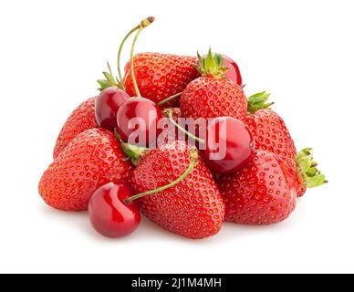 chemin de cerise de fraise isolé sur blanc Banque D'Images