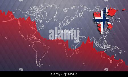 Crise économique Svalbard et Jan Mayen carte et drapeau, récession Banque D'Images
