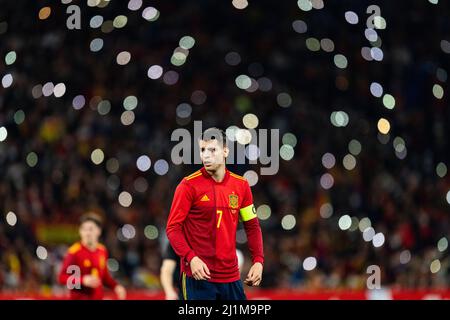 Barcelone, Espagne. 26th mars 2022. Alvaro Morata (Espagne) est photographié lors d'un match de football entre l'Espagne et l'Albanie, au stade Cornella-El Prat, le 26 mars 2022 à Barcelone, en Espagne. Foto: SIU Wu. Credit: dpa/Alay Live News Banque D'Images