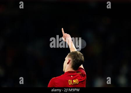 Barcelone, Espagne. 26th mars 2022. Dani Olmo (Espagne) célèbre après avoir obtenu son score lors d'un match de football entre l'Espagne et l'Albanie, au stade Cornella-El Prat, le 26 mars 2022 à Barcelone, Espagne. Foto: SIU Wu. Credit: dpa/Alay Live News Banque D'Images