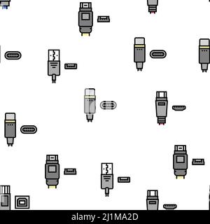 Le câble et le port USB achètent le modèle Vector Seamless Illustration de Vecteur