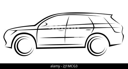 Illustration d'un SUV ou d'une break avec une silhouette dynamique Banque D'Images