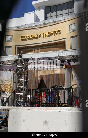 Hollywood, États-Unis. 26th mars 2022. Le Dolby Theatre est préparé pour les Academy Awards 94th à Hollywood, CA, le samedi 26 mars 2022. (Photo de Conor Duffy/Sipa USA) crédit: SIPA USA/Alay Live News Banque D'Images