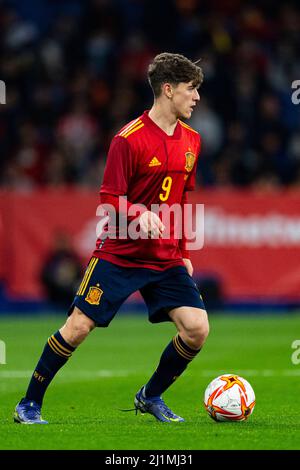 Barcelone, Espagne. 26th mars 2022. GAVI (Espagne) en action pendant le match de football entre l'Espagne et l'Albanie, au stade Cornella-El Prat le 26 mars 2022 à Barcelone, Espagne. Foto: SIU Wu. Credit: dpa/Alay Live News Banque D'Images