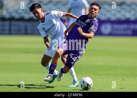 26 mars 2022: Le milieu de terrain d'Orlando City B ERICK GUNERA (54) participe au match de football MLS Next Pro Orlando City B vs Chicago Fire II au Osceola Heritage Stadium de Kissimmee, FL, le 26 mars 2022. (Image de crédit : © Cory Knowlton/ZUMA Press Wire) Banque D'Images