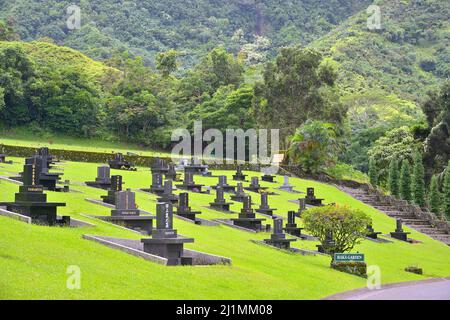 Le pittoresque cimetière japonais près d'Ahuimanu, Oahu HI Banque D'Images