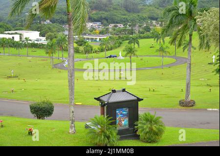 Le pittoresque cimetière japonais près d'Ahuimanu, Oahu HI Banque D'Images