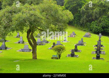 Le pittoresque cimetière japonais près d'Ahuimanu, Oahu HI Banque D'Images