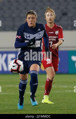 26 nov 2019-Yongin, Corée du Sud-Melina Ayres de Melbourne victoire action pendant un championnat féminin de club 2019-FIFA/AFC pilote Tournamant Melbourne Victory V Incheon Hyundai Steel Red Angels au Yongin Citizens Sports Park à Yongin, Corée du Sud.Match a remporté Incheon Hyundai Steel Red Angels, score de 4 à 0. Banque D'Images