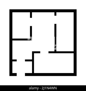 Icône de plan de maison, dessin d'architecture design graphique, projet de construction de maison illustration vectorielle . Illustration de Vecteur