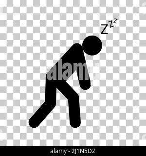 Icône homme fatigué, émotion du sommeil signe fatigué, symbole de concept ennuyé, illustration vectorielle graphique . Illustration de Vecteur