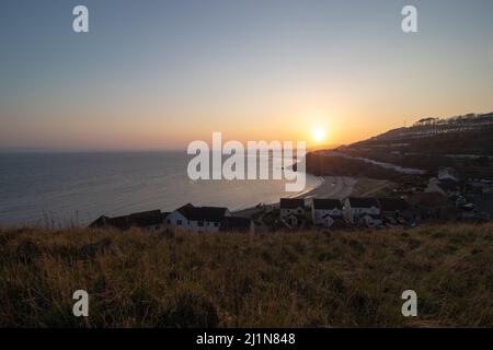 Beau coucher de soleil à Pettycur Beach Banque D'Images