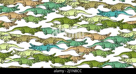 Motif sans couture de crocodiles colorés sur blanc. Design plat d'animaux sauvages. Illustration vectorielle dessinée à la main pour les imprimés, les vêtements, les textiles Illustration de Vecteur