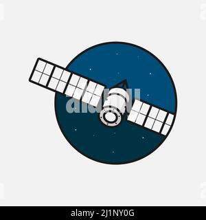 Illustration plane à vecteur satellite avec arrière-plan Illustration de Vecteur