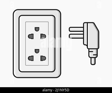 fiche de prise de courant moderne thai type o vecteur plat illustration Illustration de Vecteur