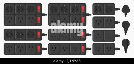 multiprise cordon d'extension prise de courant vecteur illustration plate Illustration de Vecteur