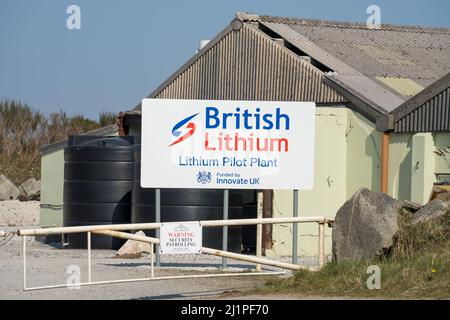 British Lithium, à St Austell, en Cornouailles, au Royaume-Uni, une usine pilote visant à fournir de nouveaux gigalactories britanniques, qui produiront des batteries pour les véhicules électriques. Le granite de St Austell est la plus grande ressource de lithium d'Europe centrale et occidentale. Banque D'Images