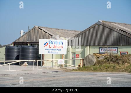 British Lithium, à St Austell, en Cornouailles, au Royaume-Uni, une usine pilote visant à fournir de nouveaux gigalactories britanniques, qui produiront des batteries pour les véhicules électriques. Le granite de St Austell est la plus grande ressource de lithium d'Europe centrale et occidentale. Banque D'Images