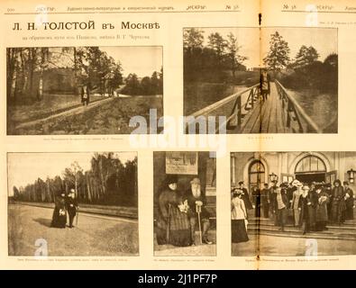 Le magazine 'Iskry' (russe: Искры) est un supplément hebdomadaire illustré au journal 'russe Word' de l'Empire russe, № 38 pour le 27 septembre 1909. Banque D'Images