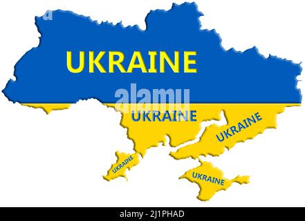 3D carte de l'Ukraine dans les couleurs du drapeau national Banque D'Images