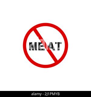 Pas de viande vecteur rouge rond signe isolé sur fond blanc Illustration de Vecteur