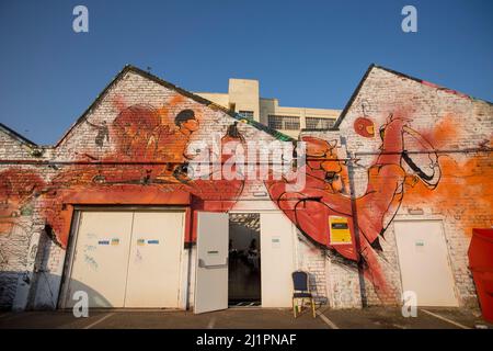 La Custard Factory est une destination commerciale indépendante et un espace de travail créatif et numérique à Birmingham, en Angleterre, au Royaume-Uni. Situé sur le site de l'usine Bird's Custard à Digbeth, il abrite une variété d'entreprises créatives et numériques, des boutiques indépendantes, des cafés et des bars. Il s'agit de centaines de petites et moyennes entreprises et de plus grandes entreprises comme ASOS.com. Le projet a été mis en place par Bennie Gray en 1992 et a été considérablement élargi par son fils Lucan Gray, qui a possédé et dirigé le projet jusqu'en juin 2017. De 1968 à mai 1972, les locaux ont été occupés par Haw Banque D'Images