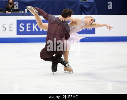 Madison Hubbell, Zachary Donohue des Etats-Unis lors des Championnats du monde de patinage artistique 2022 de l'UIP le 26 mars 2022 à l'Arena Sud de France à Montpellier, France - photo: Laurent Lairys/DPPI/LiveMedia Banque D'Images