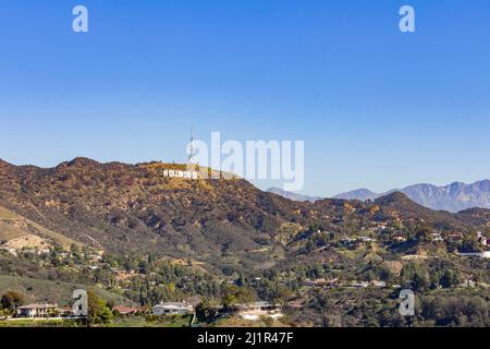 Vue panoramique ensoleillée depuis Hollywood Bowl à Los Angeles, Californie Banque D'Images