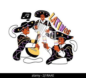 Portrait du concept de groupe musical Illustration de Vecteur