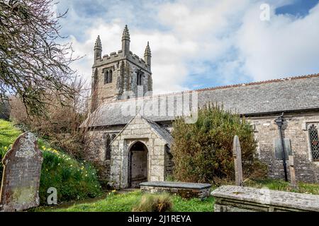 L'église paroissiale de Saint Genesius à St Gennys, Cornouailles, Angleterre, Royaume-Uni Banque D'Images