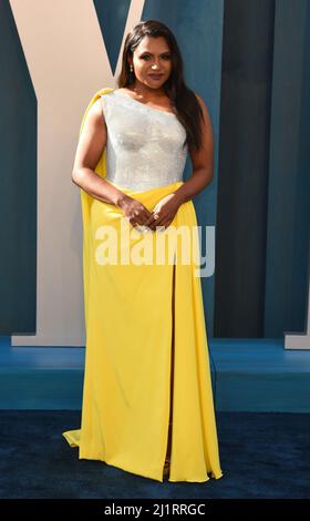 Mindy Kaling participant à la Vanity Fair Oscar Party qui s'est tenue au Wallis Annenberg Center for the Performing Arts à Beverly Hills, Los Angeles, Californie, États-Unis. Date de la photo: Dimanche 27 mars 2022. Banque D'Images